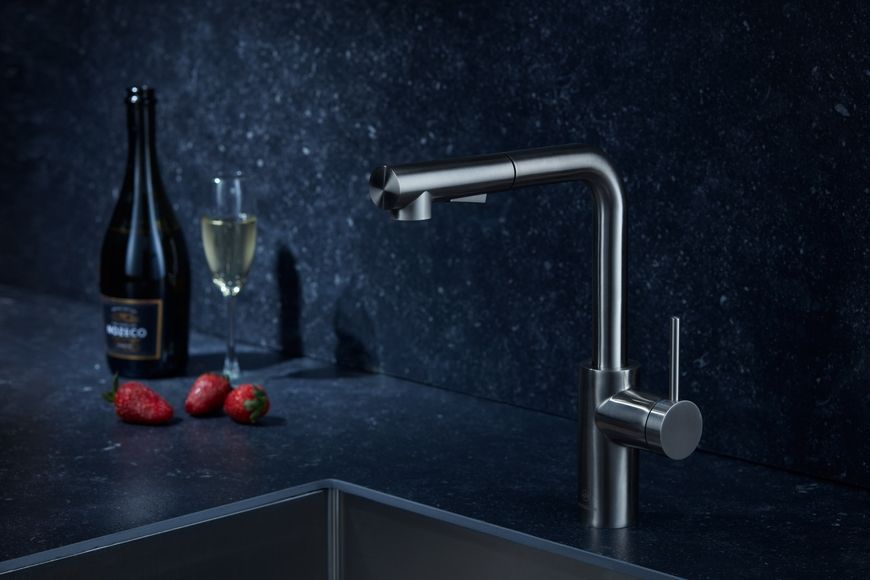 Смеситель для кухни KFA ARMATURA DUERO BASIC INOX с выдвижным изливом 6623-110-22 - 6623-110-22