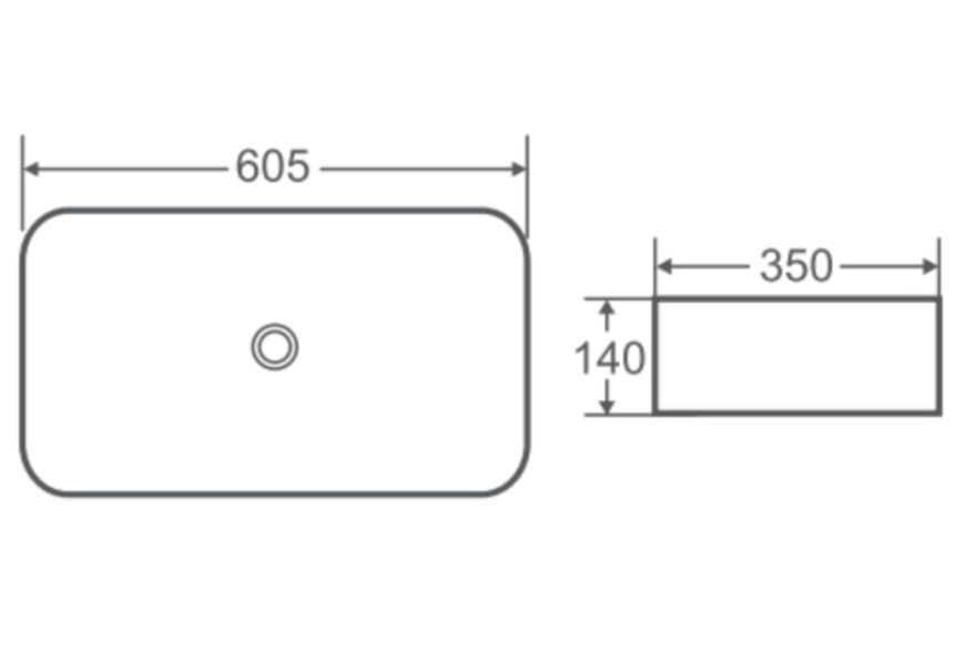 Раковина Qtap Tern 605x350x140 White накладная прямоугольная QT17112270WN - QT17112270WN