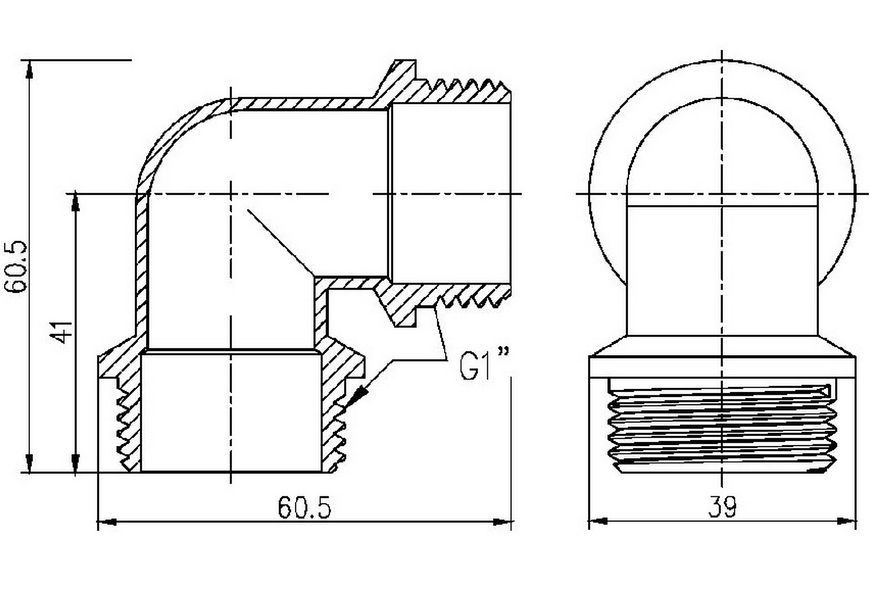 Уголок латунный SD Forte 1"НРх1"НР никелированный SF37325