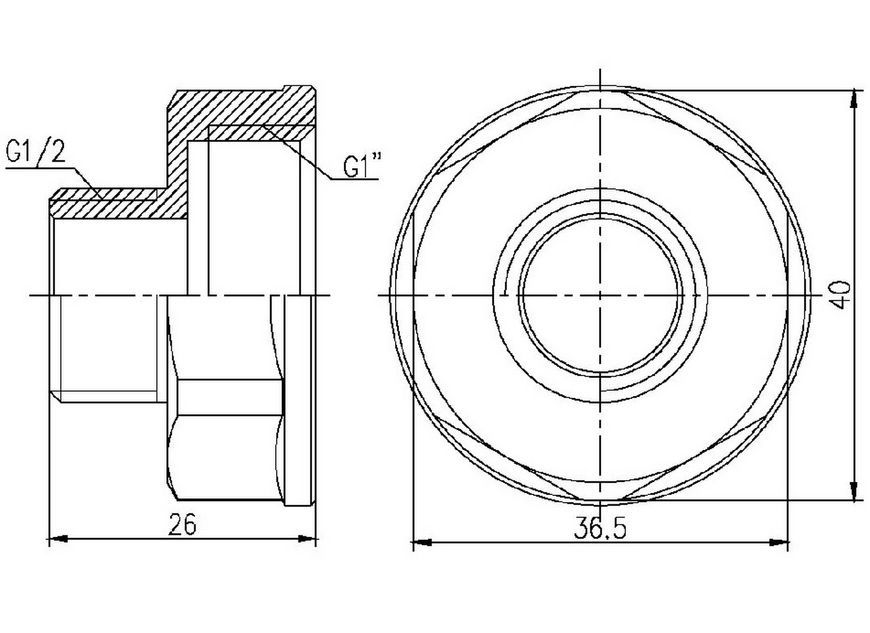 Переходник латунный Thermo Alliance Forte 1"ВРх1/2"НР никелированный SF3602515