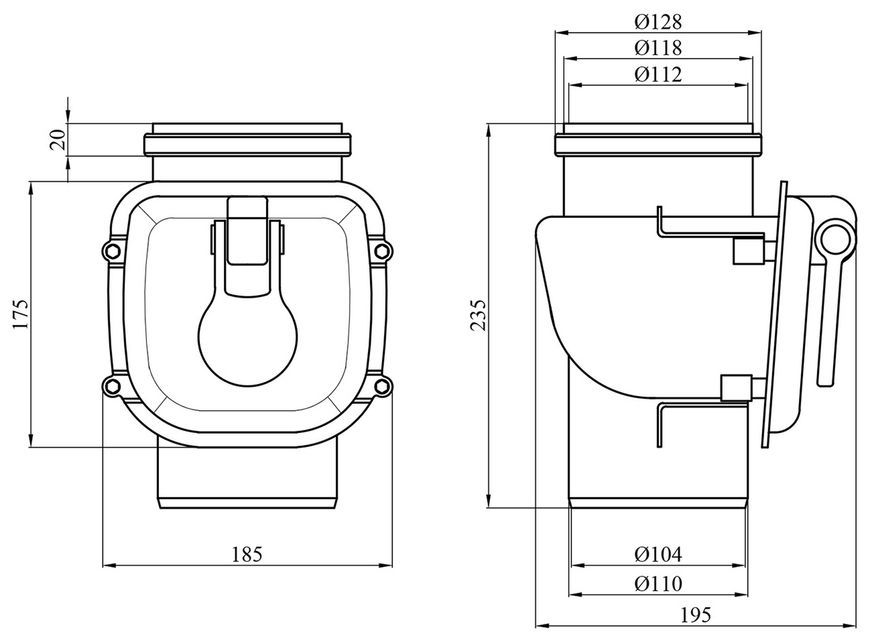 Обратный клапан для наружной канализации Rozma 110 мм RZ-060001 CV030973