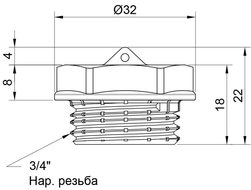 Заглушка латунна SD Plus 3/4" ЗР SD40320