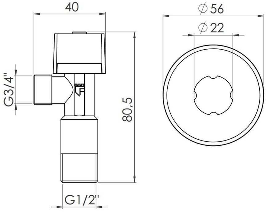 Кран приборный шаровой Thermo Alliance Standart Арко 1/2"х3/4" НР SF340W1520 латунь