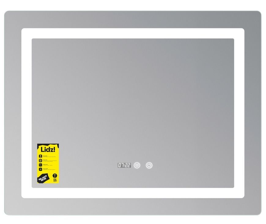 Зеркало Lidz Kubis KU2 800х600 мм с часами, LED-подсветкой Touch, антизапотеванием, диммером, рег. яркости LDKU800600CL48281