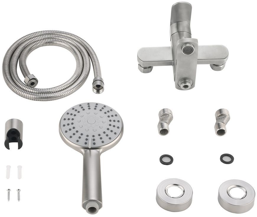 Змішувач для ванни Lidz Luna 006 Nickel з душовим гарнітуром k35 LDLUN006NKS49190 - LDLUN006NKS49190