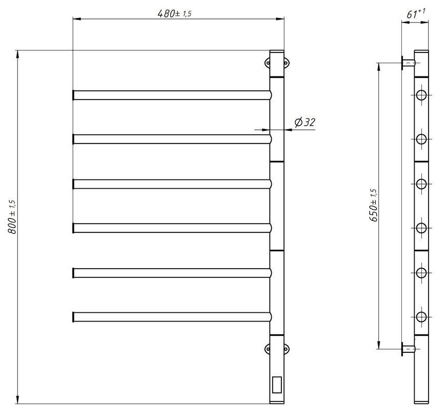 Рушникосушарка електрична NAVIN Arabesque Sensor 480х800 поворотна 12-223033-4880 чорний муар - 12-223033-4880