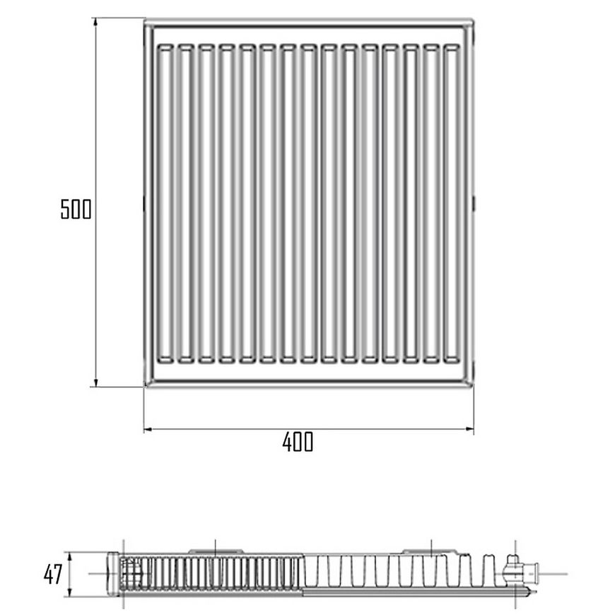 Радиатор стальной IMAS 11 (500x400) мм боковое подключение I11500400K - I11500400K