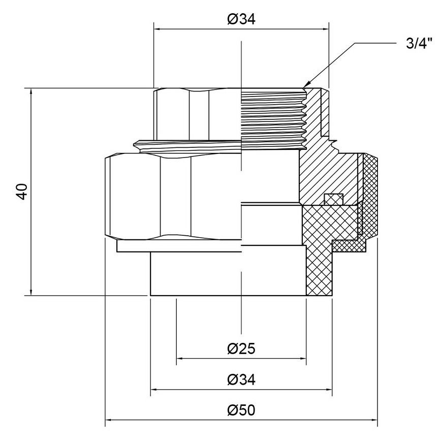 Згін "Американка" PPR THERMO ALLIANCE 25х3/4" ВР - DSI002