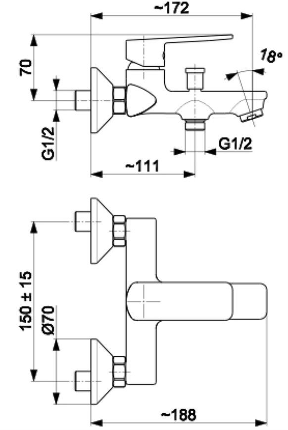 Змішувач для ванни KFA ARMATURA AGAT 4424-510-00 з душовим комплектом - 4424-510-00