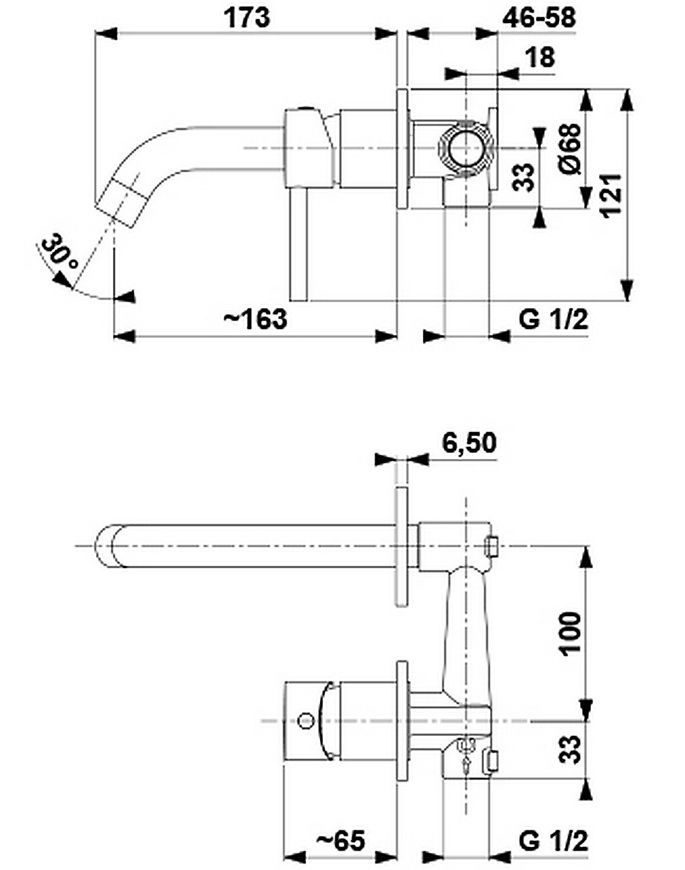 Смеситель для умывальника скрытого монтажа KFA ARMATURA MOZA CHROM 5039-810-00 - 5039-810-00