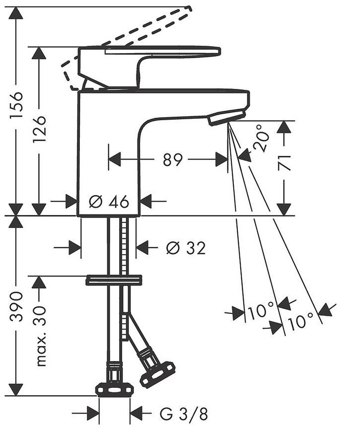 Смеситель для раковины HANSGROHE Vernis Blend 70 черный матовый 71558670 - 71558670
