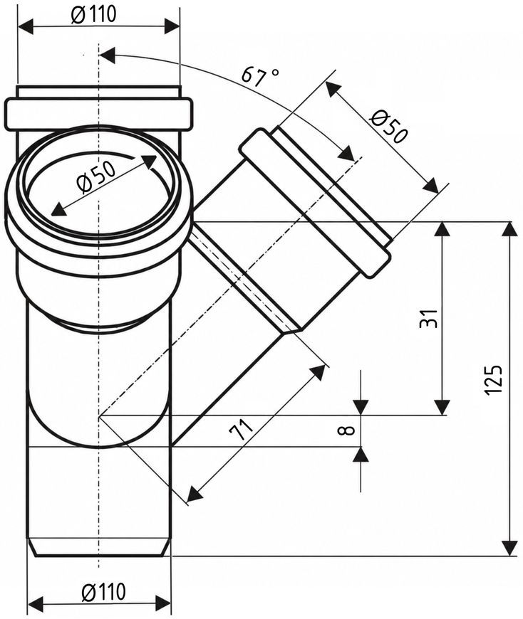 Хрестовина двоплощинна каналізаційна Ostendorf-OSMA HT-System PLUS d110/110/50/50&times;67&deg; SD00057321