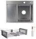 Кухонная мойка Lidz Handmade H6350L Brushed Steel 3,0/1,0 дозатор, корзина LDH6350BRUL4558847521 - LDH6350BRUL4558847521 - 1