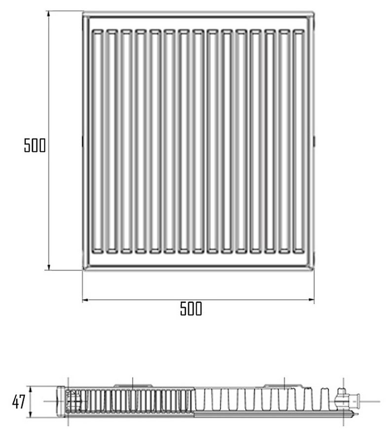 Радиатор стальной IMAS 11 (500x500) мм боковое подключение I11500500K - I11500500K