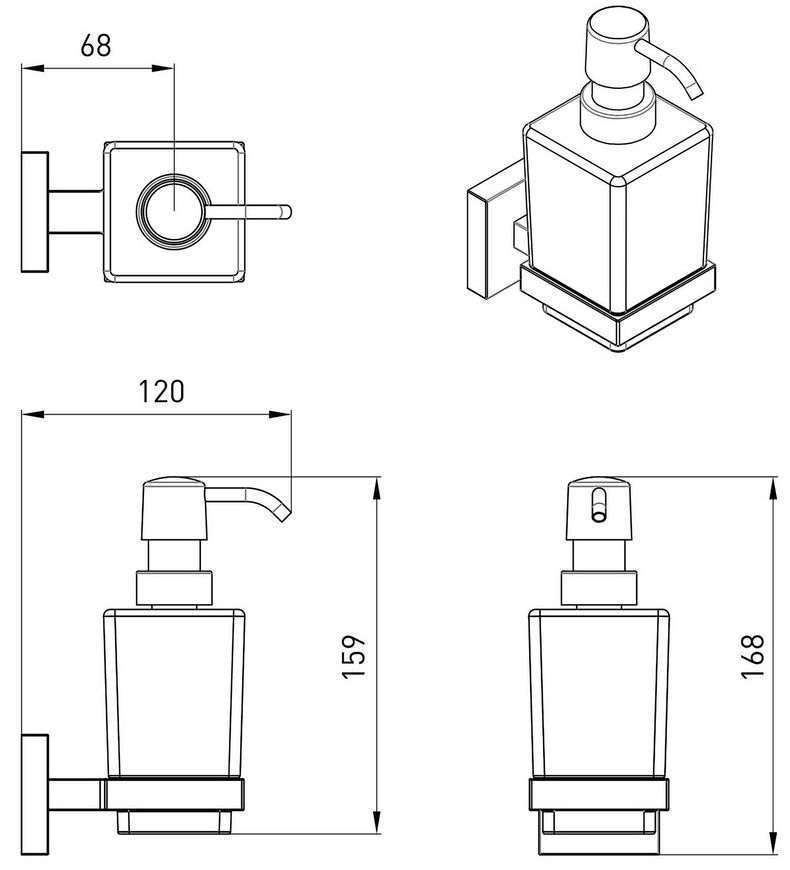 Дозатор для жидкого мыла VOLLE CUADRO cromo 2536.230101 хром - 2536.230101