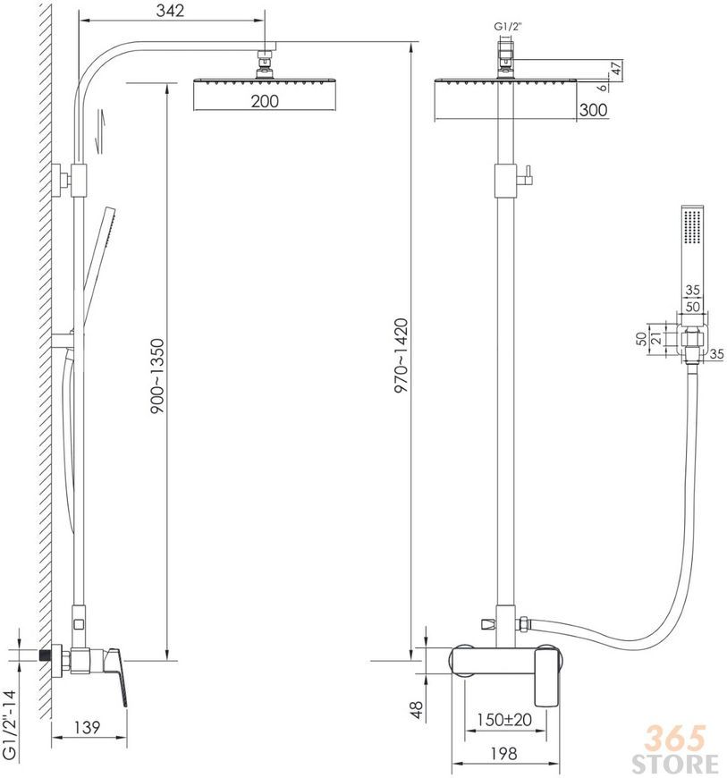 Душова система IMPRESE GRAFIKY ZMK061901090 з змішувачем для душа - ZMK061901090