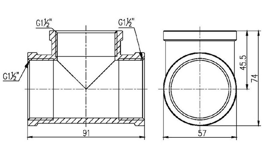 Трійник латунний SD Forte 1 1/2"ВРх1 1/2"ВРх1 1/2"ВР рівнопрохідний нікельований SF36140