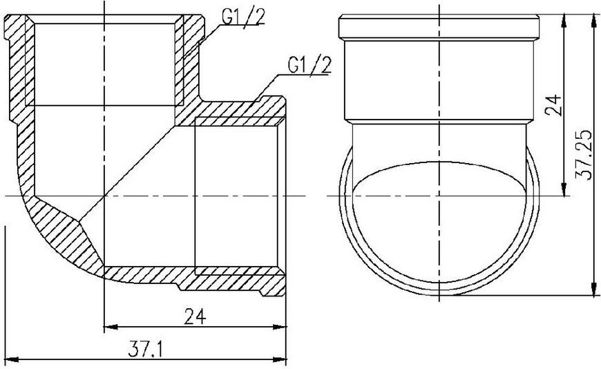 Кутик латунний SD Forte 1/2"ВРх1/2"ВР нікельований SF36815