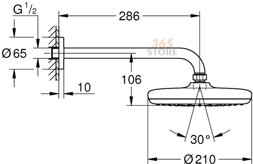 Душевая система скрытого монтажа GROHE Grohtherm с Tempesta 210 34727000 - 34727000