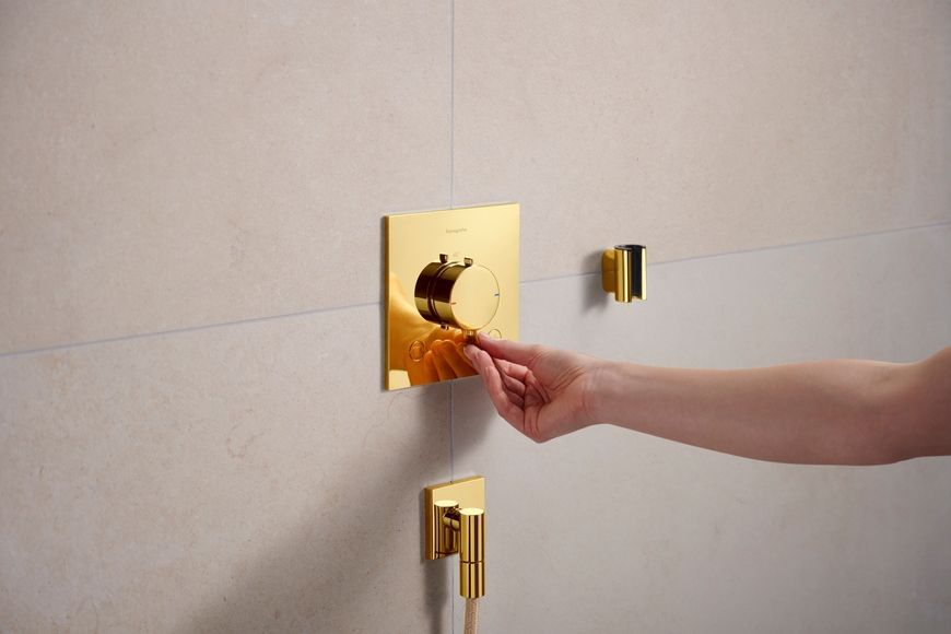 Шланговое подсоединение HANSGROHE FixFit Fine E с обратным клапаном Polished Gold Optic 28883990 золото - 28883990