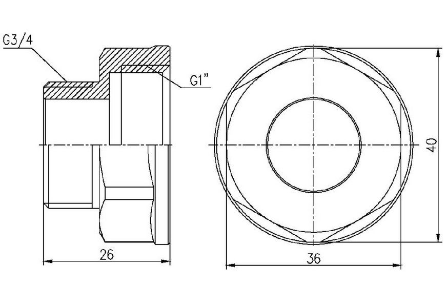 Перехідник латунний Thermo Alliance Forte 1"ВРх3/4"ЗР нікельований SF3602520