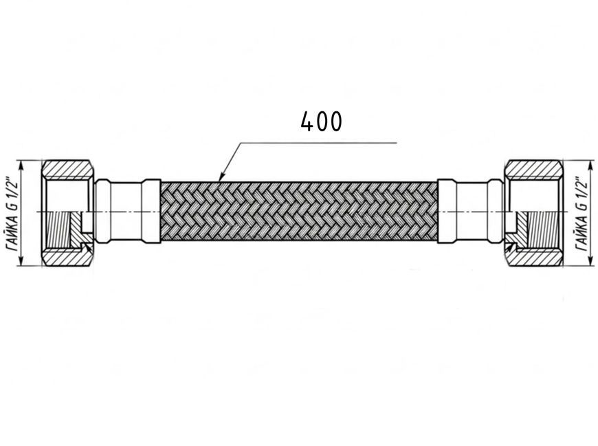 Шланг для підключення води Thermo Alliance Forte 40 см 1/2"x1/2" ВВ нерж. обплетення TAF385W40