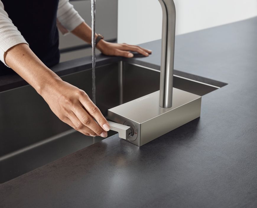 Смеситель для кухонной мойки HANSGROHE Aquno Select M81 250 2jet с вытяжным изливом Sbox Stainless Steel Finish 73830800 нержавеющая сталь - 73830800