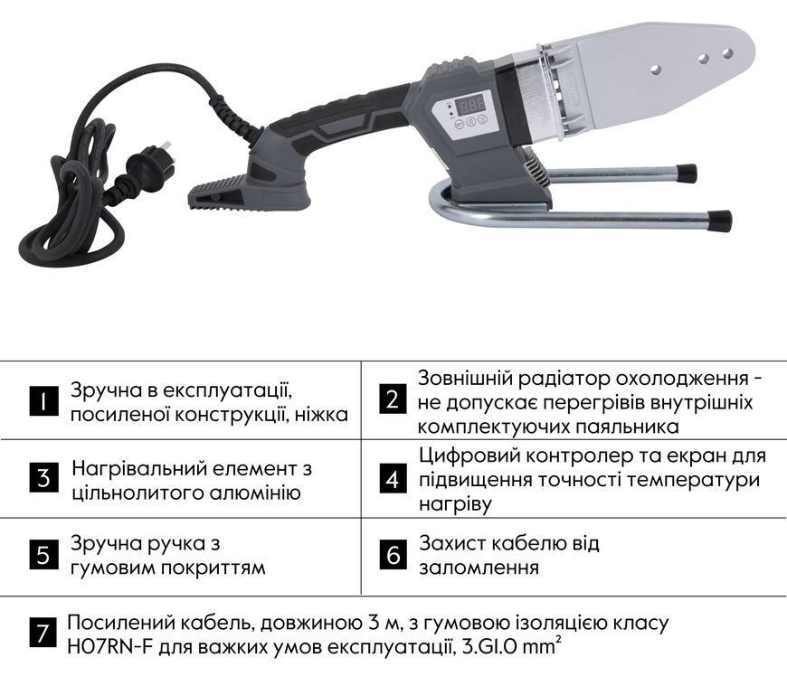 Паяльник з дисплеєм автоматичний Thermo Alliance для паяння пластикових труб PPR &Oslash;20-63 800 W PRO-102