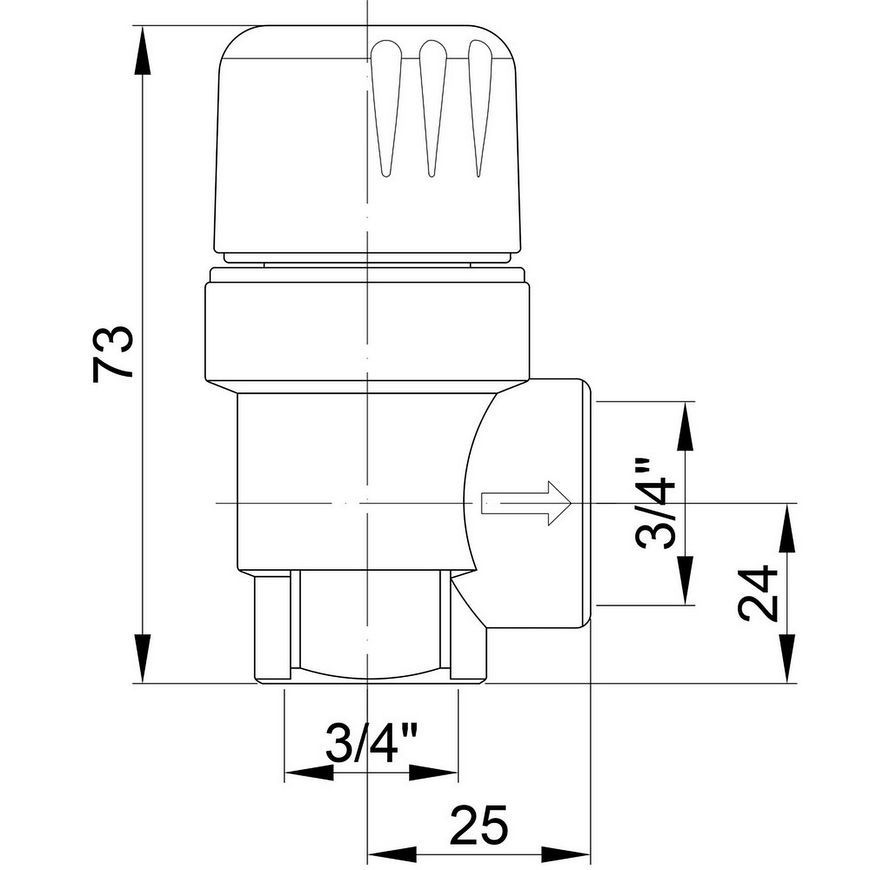 Предохранительный клапан ICMA 3/4" ВР 2,5 бар №241 - 91241AEAE