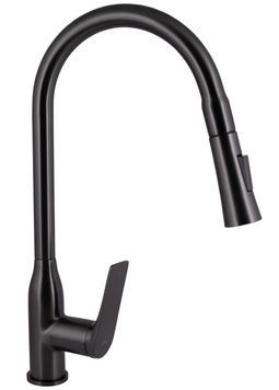 Змішувач для кухні Qtap Vlasta New з висувним виливом Gunmetal Black PVD QTVLA344GMB45647 - QTVLA344GMB45647