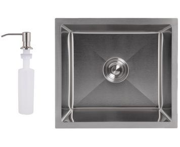 Кухонна мийка інтегрована під стільницю Lidz Handmade H4843 Brushed Steel 3,0/1,0 мм LDH4843BRU49441 - LDH4843BRU49441