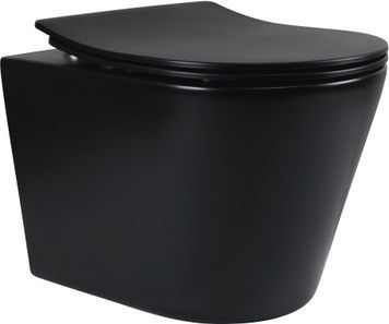Унитаз подвесной QTAP Scorpio безободковый черный с сидением Soft-close QT1433053ERMB - QT1433053ERMB