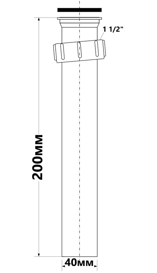 Подовжувач McALPINE вертикальний 200 мм для сифону 1 1/2″х40 мм з гайкою AT7N-20
