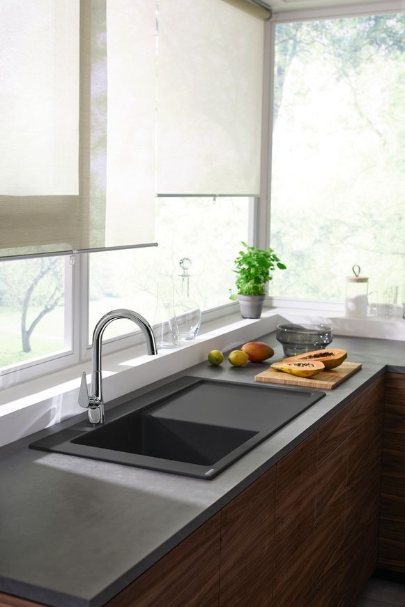 Кухонная мойка HANSGROHE S5110-F450 1050х510 крыло справа Stonegrey серый камень 43330290 - 43330290