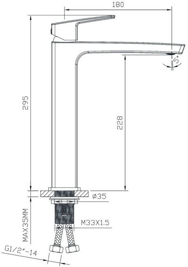 Змішувач для умивальника IMPRESE GRAFIKY ZMK061901011 хром високий 35 мм - ZMK061901011