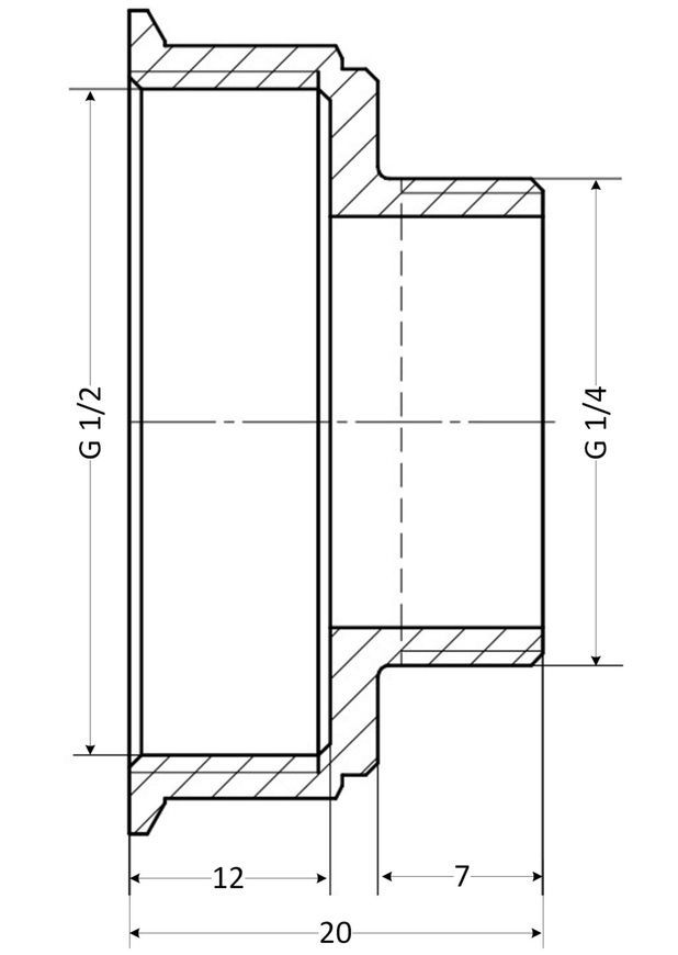 Перехідник латунний (з'єднання різьбове) Thermo Alliance Standart 1/2" ВР х 1/4" ЗР SD409156
