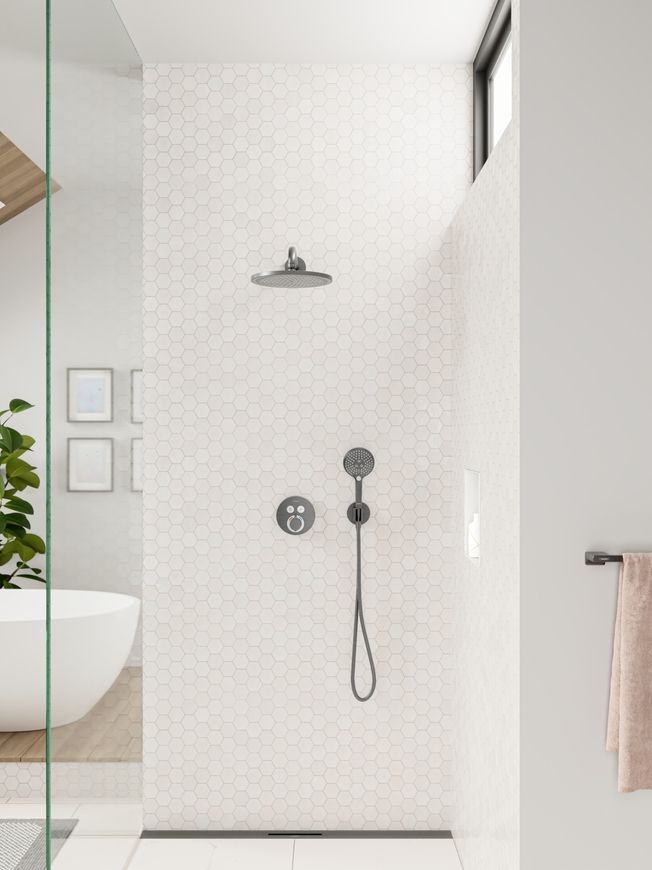 Термостат скрытого монтажа HANSGROHE ShowerSelect S на 2 функции Brushed Black Chrome 15743340 черный хром - 15743340