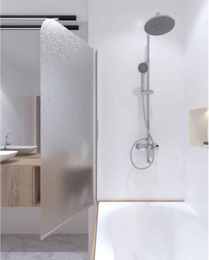 Шторка стеклянная (перегородка) для ванны QTAP STANDARD стекло 6 мм Pear, 75x130, распашная, левая - STDCRM407513APL