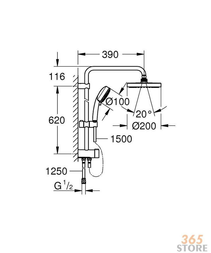 Душова система GROHE New Tempesta System 200 з перемикачем 27389002 - 27389002