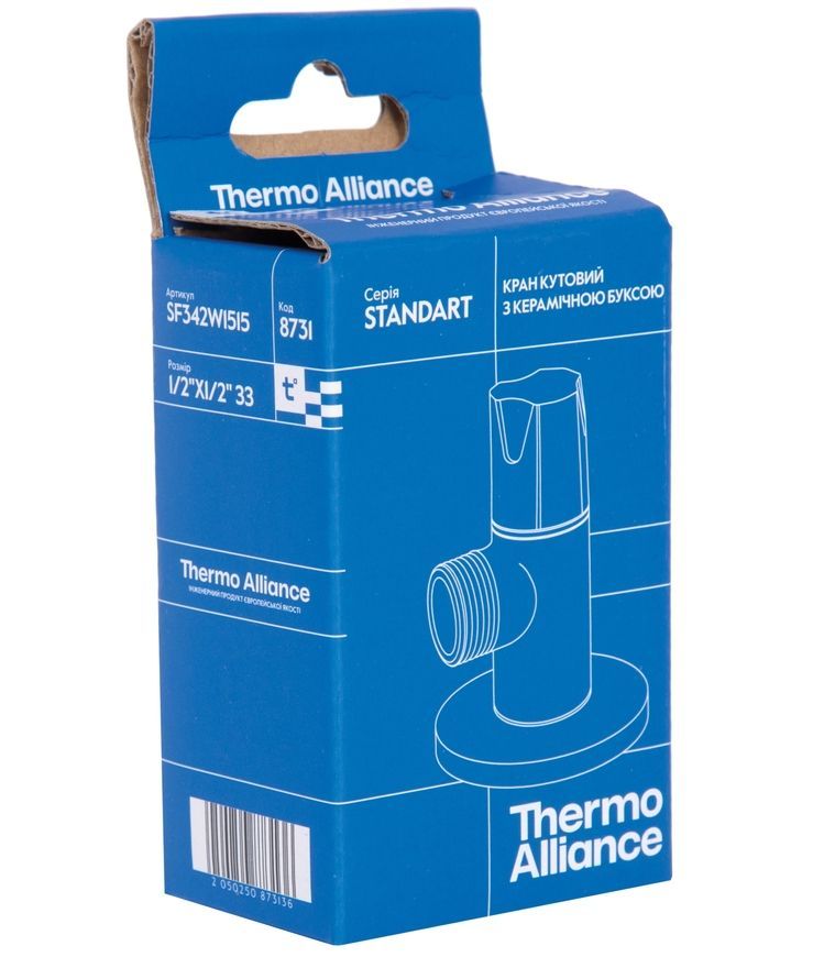 Кран приладовий кутовий Thermo Alliance Standart 1/2"х3/4" ЗР латунь, керамічна букса SF342W1520