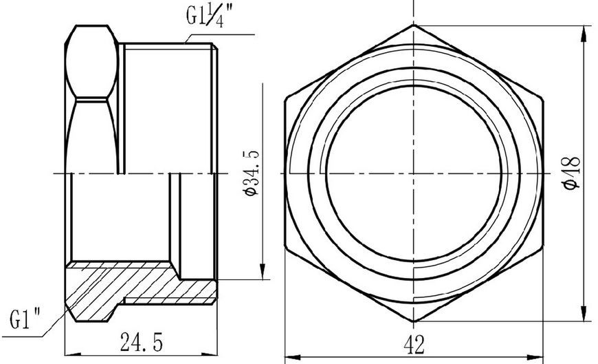 Футорка латунная SD Forte 1 1/4"НРх1"ВР никелированная SF3743225