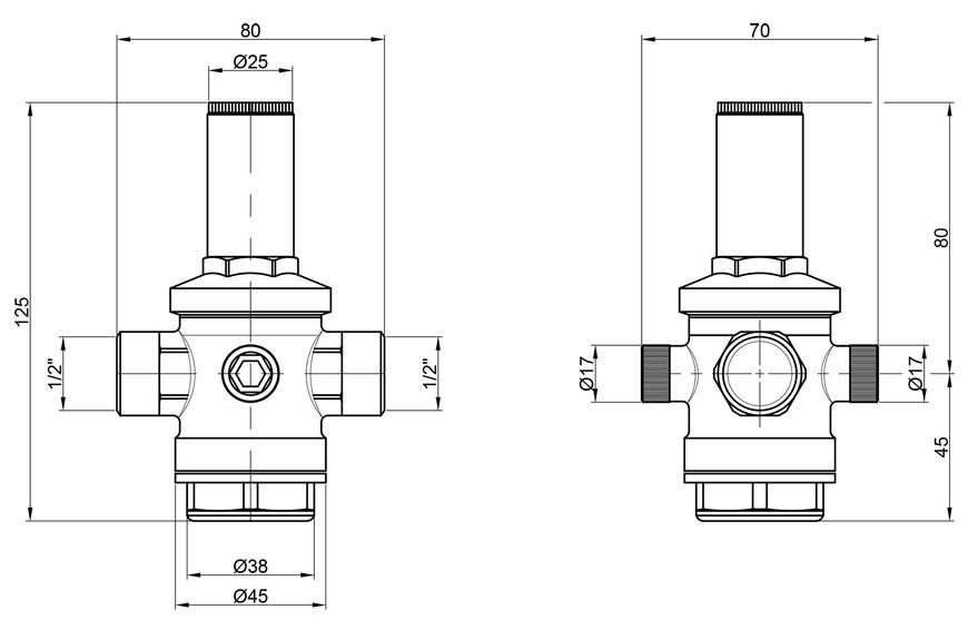 Редуктор тиску води Icma 1/2"х1/2" ВР 1&divide;6 бар №246 91246AD05 - 91246AD05