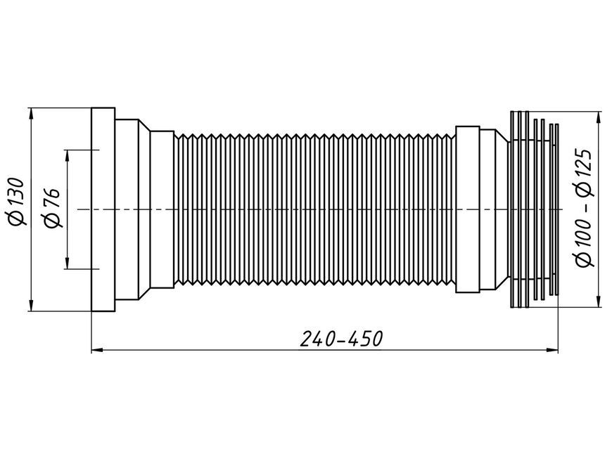 Гофра (гибкая труба) для унитаза LIDZ (WHI) 60 01 G001 01 армированная 450 мм LIDZWHI6001G00101