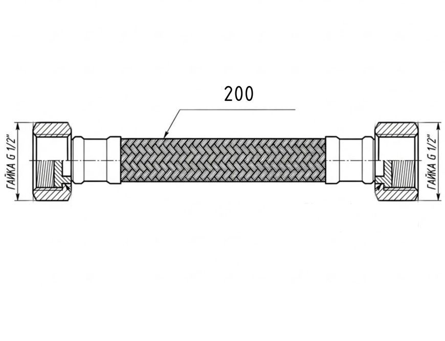 Шланг для підключення води Thermo Alliance Forte 20 см 1/2"x1/2" ВВ нерж. обплетення TAF385W20
