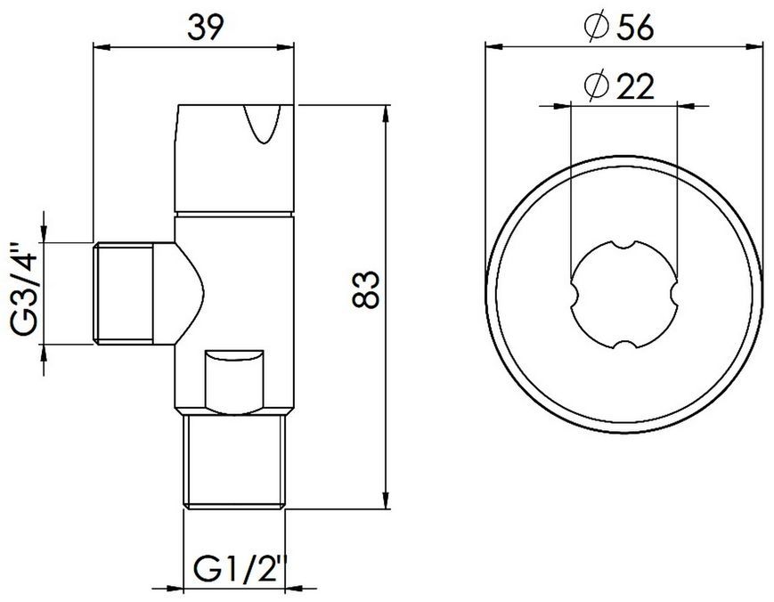 Кран приладовий кутовий Thermo Alliance Standart 1/2"х3/4" ЗР латунь, керамічна букса SF342W1520
