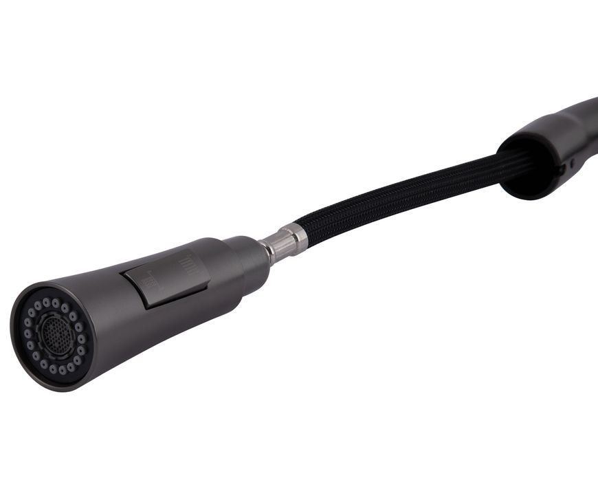 Смеситель для кухни Qtap Vlasta New с выдвижным изливом Gunmetal Black PVD QTVLA344GMB45647 - QTVLA344GMB45647
