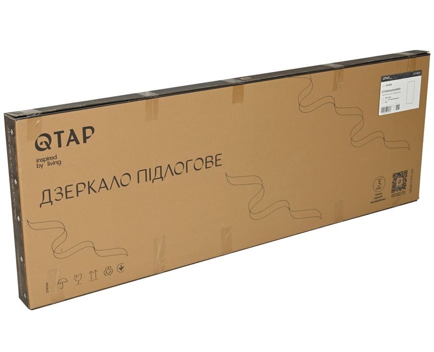 Зеркало напольное/настенное Qtap Gemini GE1 500&times;1600 мм, прямоугольное, с LED-подсветкой Inside, диммером, Black QTGE500160049893