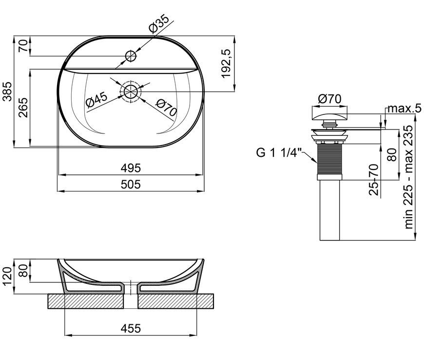 Раковина-чаша QTAP Scorpio 505x385x120 White з донним клапаном QT14112202W - QT14112202W