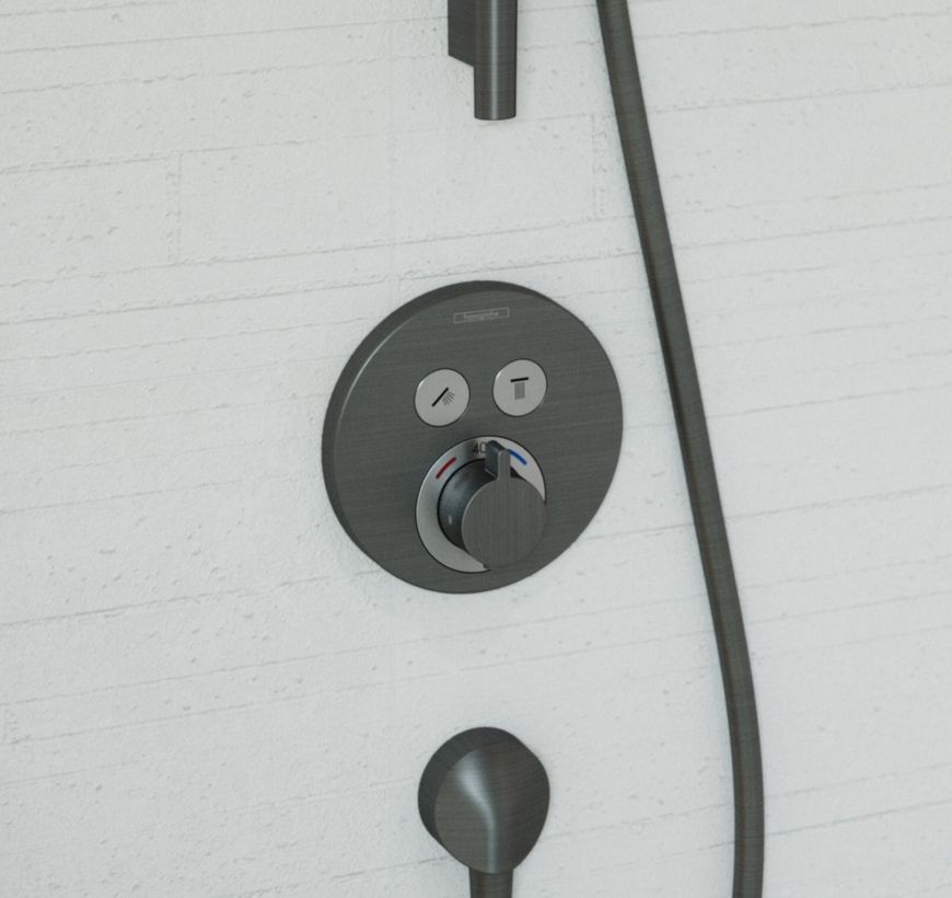 Термостат скрытого монтажа HANSGROHE ShowerSelect S на 2 функции Brushed Black Chrome 15743340 черный хром - 15743340