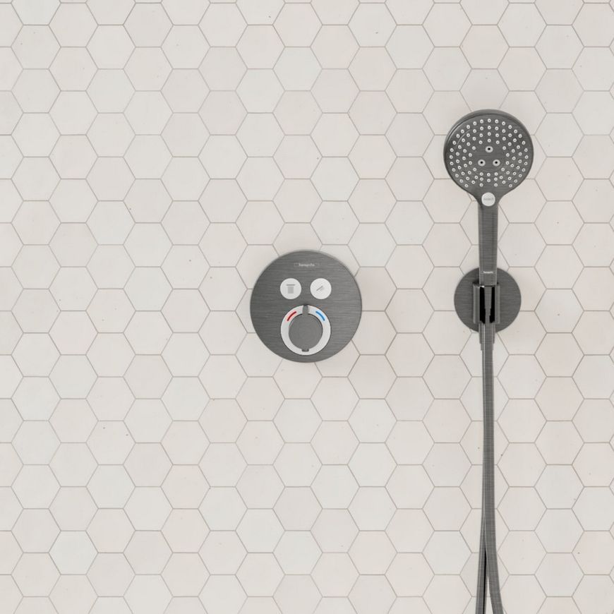 Термостат скрытого монтажа HANSGROHE ShowerSelect S на 2 функции Brushed Black Chrome 15743340 черный хром - 15743340